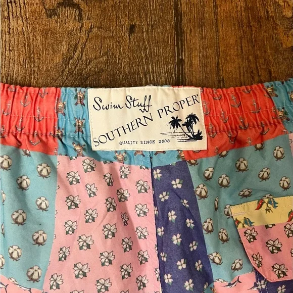 Southern Proper Patchwork Swim Trunks SZ. L 34-36 - Picture 3 of 8